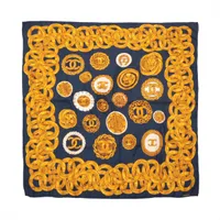 シャネル ココマーク スカーフ シルク ネイビー