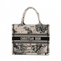 クリスチャンディオール ブックトート スモール キャンバス トートバッグ ホワイトxブラック