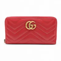 グッチ GGマーモント 443123 レザー ラウンドジップウォレット レッド