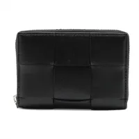 ボッテガヴェネタ マキシイントレチャート カセット レザー コインケース ブラック×グリーン