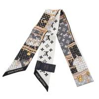 ヴィトン M76442 バンドーBB レッツゴー OS3275 スカーフ シルク ブラック×ホワイト