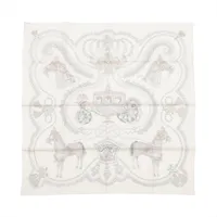 エルメス カレ90 PAPEROLES パプロール 馬車と貴族 スカーフ シルク クリーム