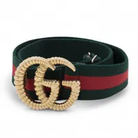 グッチ シェリーライン ベルト 80 ファブリック グリーン×レッド 524101 ゴムベルト