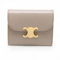 セリーヌ トリオンフ スモールフラップウォレット レザー コンパクトウォレット グレージュ