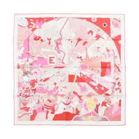 エルメス カレ90 CA DECOIFFE サ デコワフ スカーフ シルク レッド×ピンク
