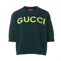 グッチ GG ウール ニット L メンズ ミントグリーン 703487 毛羽立ち有