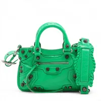 バレンシアガ ネオ カゴール レザー 2WAYハンドバッグ グリーン 751523 ミラー付き