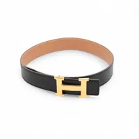 エルメス Hベルト 〇Z1996 ベルト 60 ボックスカーフ×ヴォーエプソン ブラック×ゴールド