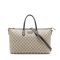 グッチ GGスプリーム PVCxレザー 2WAYトートバッグ ベージュxブラウン 410748