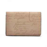 ベルルッティ カリグラフィ レザー カードケース ベージュ×ブラウン