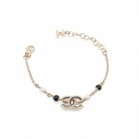 シャネル ココマーク C25B ブレスレット GP×ラインストーン×フェイクパール ゴールド×ブラック