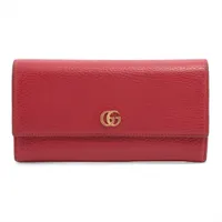 グッチ GGマーモント 456116 レザー ロングウォレット レッド