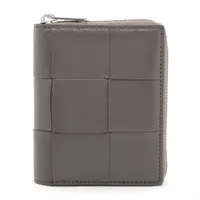 ボッテガヴェネタ マキシイントレチャート カセット レザー コンパクトウォレット グレー×グリーン