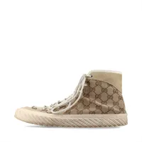 グッチ GGキャンバス スエード×キャンバス ハイカットスニーカー 7 メンズ ベージュ 738995