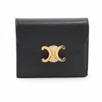 セリーヌ トリオンフ スモールフラップウォレット レザー コンパクトウォレット ブラック