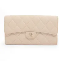 シャネル マトラッセ キャビアスキン ロングウォレット アイボリー ゴールド金具 29番台