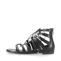 ジミーチュウ レザー サンダル 37 レディース ブラック スタッズ ストラップ アウトソールとリフトに補修あり