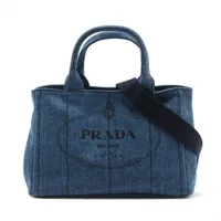 プラダ カナパ デニム 2WAYハンドバッグ ブルー 1GB439