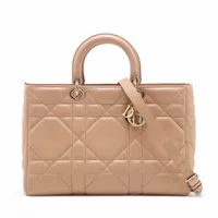 クリスチャンディオール マクロカナージュ レディ ディサイア レザー 2WAYハンドバッグ ベージュ