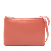 セリーヌ トリオ スモール レザー ショルダーバッグ レッド