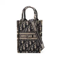 クリスチャンディオール オブリーク バーティカル ブックトート キャンバス 2WAYショルダーバッグ ネイビー