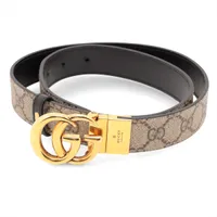 グッチ 659417 GGマーモントリバーシブル ベルト 80 PVC×レザー ベージュ×ブラック