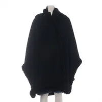 フェンディ ウール×アルパカ コート 42 レディース ブラック  F005/31 ポンチョ スレ 毛玉あり