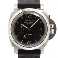 パネライ ルミノールGMT 8デイズ PAM00233 SS SS×ラバー 手巻き ブラック文字盤