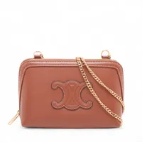 セリーヌ トリオンフ チェーンクラッチ レザー チェーンショルダーバッグ ブラウン