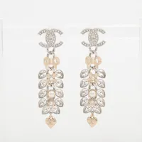 シャネル ココマーク B24K イヤリング(両耳用) GP×ラインストーン シルバー