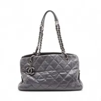 シャネル マトラッセ キャビアスキン チェーントートバッグ グレー ガンメタリック金具 16番台