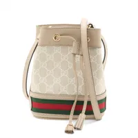 グッチ GGスプリーム シェリーライン PVCxレザー ショルダーバッグ ベージュ 550620