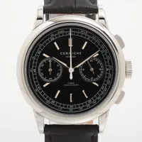 コーニッシュ ヘリテージ クロノグラフ CRN016A SS SS×革 QZ ブラック