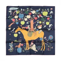 エルメス スカーフ シルク ネイビー カレ90 LE POMMIER SELLIER ル ポミエ セリエ