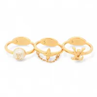 ヴィトン M1693S リングセット LVブルーミングパール OB0225 リング S GP×フェイクパール ゴールド