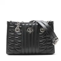 グッチ GGマーモント レザー チェーントートバッグ ブラック 681483