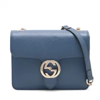 グッチ インターロッキングG レザー チェーンショルダーバッグ ブルー 510304 アウトレット