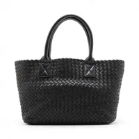 ボッテガヴェネタ イントレチャート レザー トートバッグ ブラック 141498