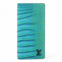 ヴィトン エキゾチックレザー ポルトフォイユブラザ N96359 ブルー×グリーン ロングウォレット アリゲーター