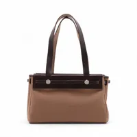 エルメス エールバッグ カバスPM トワルオフィシエxヴァッシュハンター ブラウン シルバー金具 □I:2005年