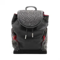 クリスチャンルブタン スパイクスタッズ エクスプローラーファンク レザー バックパック/リュック ブラック