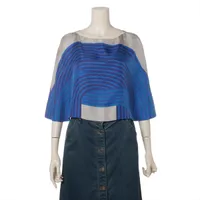 エルメス 13AW シルク ポンチョ TU レディース ブルー×グレー  37-7613