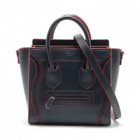 セリーヌ ラゲージ ナノショッパー レザー 2WAYハンドバッグ ネイビー