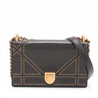 クリスチャンディオール ディオラマ レザー チェーンショルダーバッグ ブラック