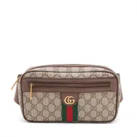 グッチ GGスプリーム PVCxレザー ボディバッグ ブラウン 574796