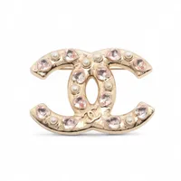 シャネル ココマーク B22B ブローチ GP×ラインストーン×フェイクパール ゴールド