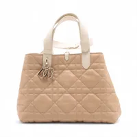 クリスチャンディオール マクロカナージュ トゥジュール レザー ハンドバッグ ベージュ