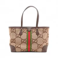 グッチ ジャンボGG キャンバスxレザー トートバッグ ブラウン 631685