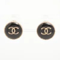 シャネル ココマーク A17C ピアス(両耳用) GP×レジン ブラック×ゴールド