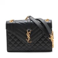 サンローランパリ エンヴェロップ レザー チェーンショルダーバッグ ブラック 600185